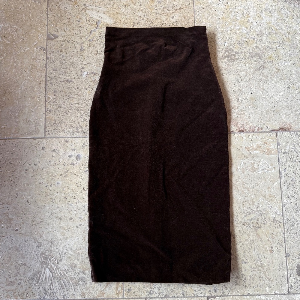 Romeo Gigli Brown Velvet Pencil Skirt